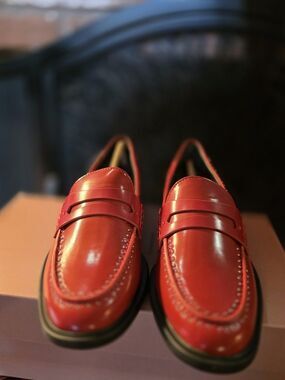 Franco Sarto Eden Studded Red Loafers Womens 6.5 Slip On Comfort Shoes NIB